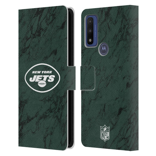 NFL New York Jets Graphics Coloured Marble Leather Book Wallet Case Cover For Motorola G Pure