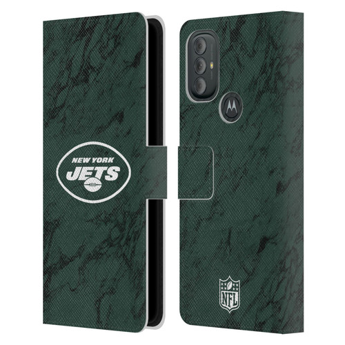 NFL New York Jets Graphics Coloured Marble Leather Book Wallet Case Cover For Motorola Moto G10 / Moto G20 / Moto G30