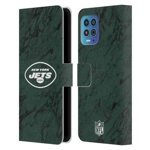 NFL New York Jets Graphics Coloured Marble Leather Book Wallet Case Cover For Motorola Moto G100