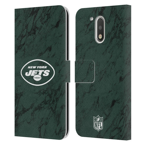 NFL New York Jets Graphics Coloured Marble Leather Book Wallet Case Cover For Motorola Moto G41