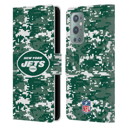 NFL New York Jets Graphics Digital Camouflage Leather Book Wallet Case Cover For OnePlus 9