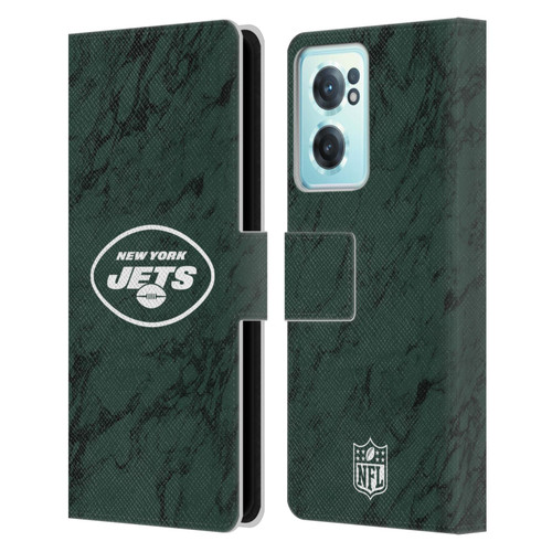 NFL New York Jets Graphics Coloured Marble Leather Book Wallet Case Cover For OnePlus Nord CE 2 5G