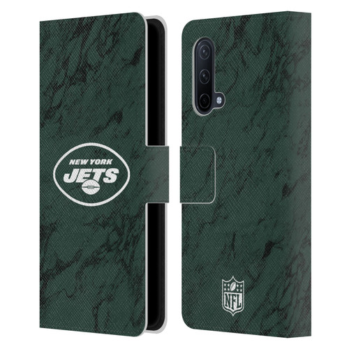 NFL New York Jets Graphics Coloured Marble Leather Book Wallet Case Cover For OnePlus Nord CE 5G