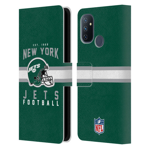 NFL New York Jets Graphics Helmet Typography Leather Book Wallet Case Cover For OnePlus Nord N100