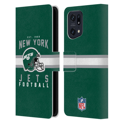 NFL New York Jets Graphics Helmet Typography Leather Book Wallet Case Cover For OPPO Find X5