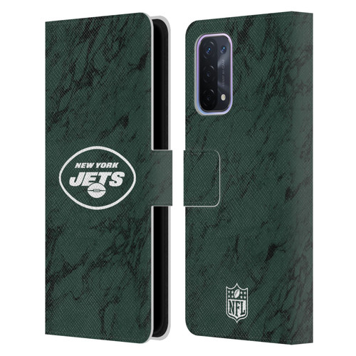 NFL New York Jets Graphics Coloured Marble Leather Book Wallet Case Cover For OPPO A54 5G