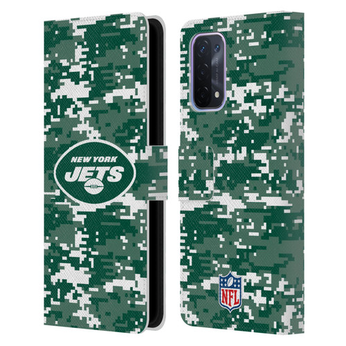 NFL New York Jets Graphics Digital Camouflage Leather Book Wallet Case Cover For OPPO A54 5G