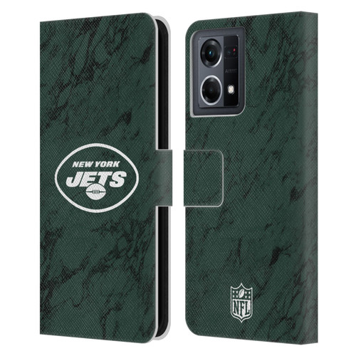 NFL New York Jets Graphics Coloured Marble Leather Book Wallet Case Cover For OPPO Reno8 4G