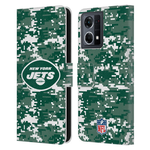NFL New York Jets Graphics Digital Camouflage Leather Book Wallet Case Cover For OPPO Reno8 4G