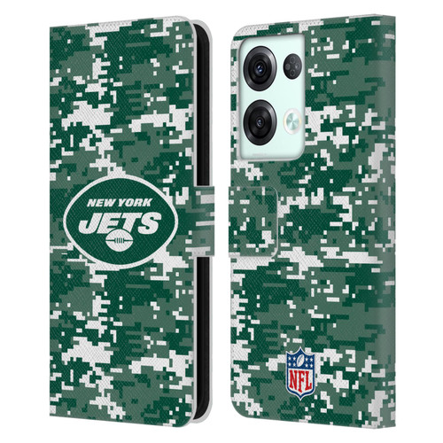 NFL New York Jets Graphics Digital Camouflage Leather Book Wallet Case Cover For OPPO Reno8 Pro