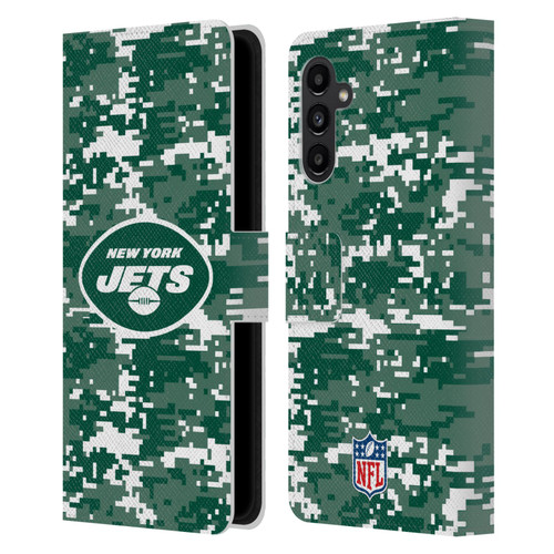 NFL New York Jets Graphics Digital Camouflage Leather Book Wallet Case Cover For Samsung Galaxy A13 5G (2021)
