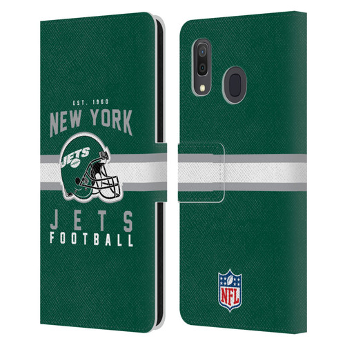 NFL New York Jets Graphics Helmet Typography Leather Book Wallet Case Cover For Samsung Galaxy A33 5G (2022)
