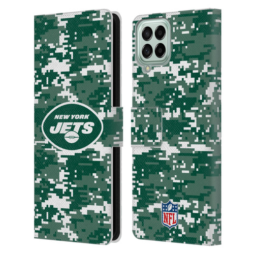 NFL New York Jets Graphics Digital Camouflage Leather Book Wallet Case Cover For Samsung Galaxy M33 (2022)