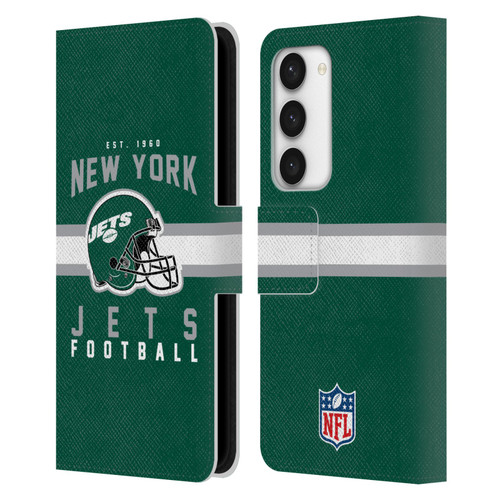 NFL New York Jets Graphics Helmet Typography Leather Book Wallet Case Cover For Samsung Galaxy S23 5G
