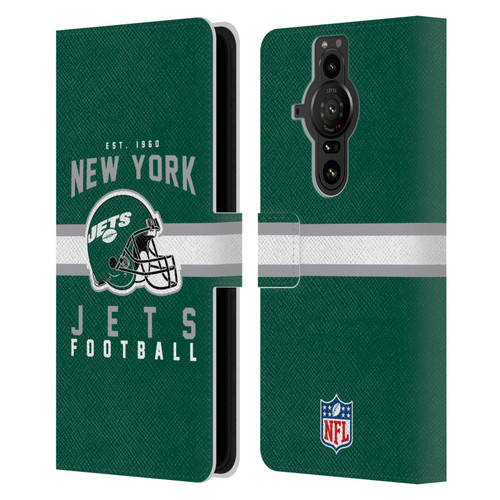 NFL New York Jets Graphics Helmet Typography Leather Book Wallet Case Cover For Sony Xperia Pro-I
