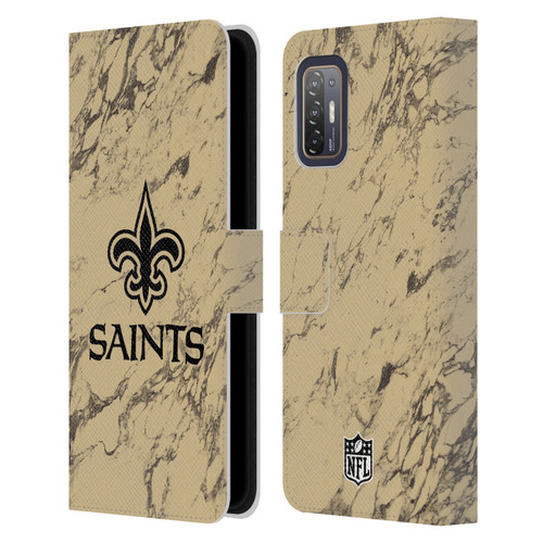 NFL New Orleans Saints Graphics Coloured Marble Leather Book Wallet Case Cover For HTC Desire 21 Pro 5G