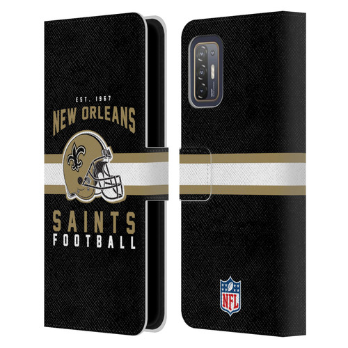 NFL New Orleans Saints Graphics Helmet Typography Leather Book Wallet Case Cover For HTC Desire 21 Pro 5G