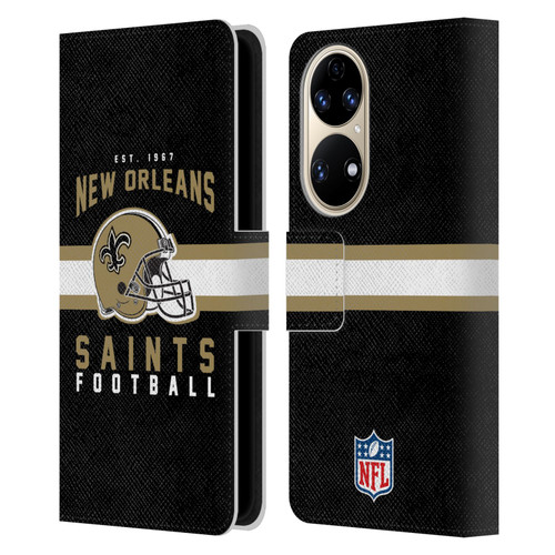 NFL New Orleans Saints Graphics Helmet Typography Leather Book Wallet Case Cover For Huawei P50