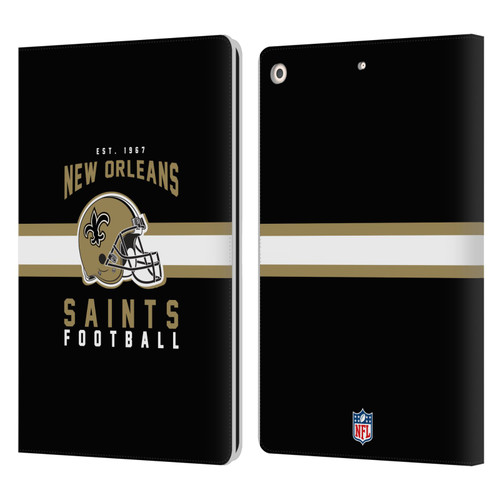 NFL New Orleans Saints Graphics Helmet Typography Leather Book Wallet Case Cover For Apple iPad 10.2 2019/2020/2021