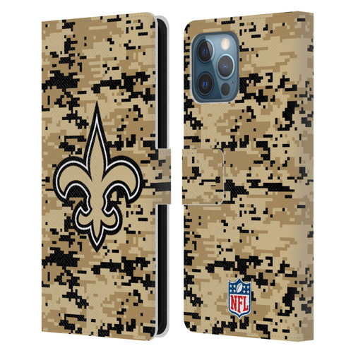 NFL New Orleans Saints Graphics Digital Camouflage Leather Book Wallet Case Cover For Apple iPhone 12 Pro Max