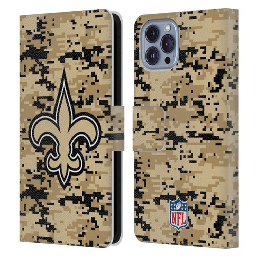 NFL New Orleans Saints Graphics Digital Camouflage Leather Book Wallet Case Cover For Apple iPhone 14