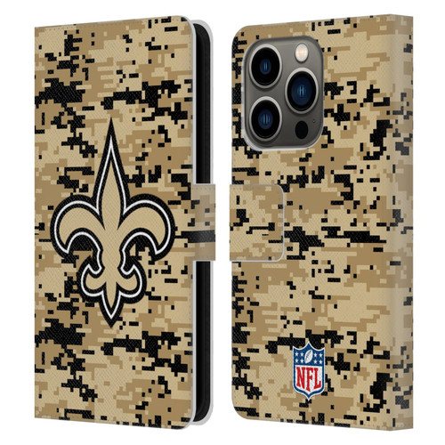 NFL New Orleans Saints Graphics Digital Camouflage Leather Book Wallet Case Cover For Apple iPhone 14 Pro