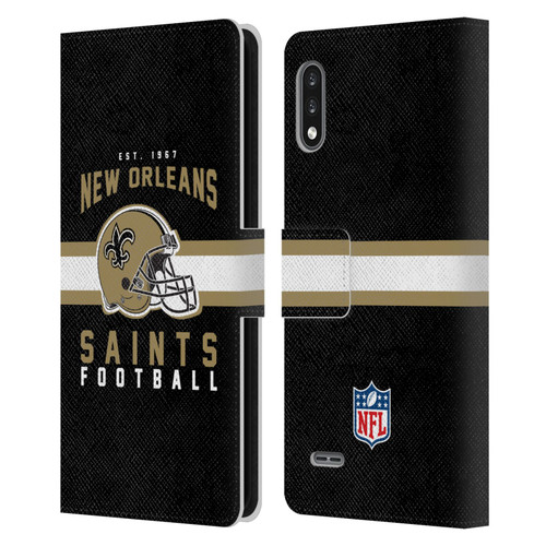 NFL New Orleans Saints Graphics Helmet Typography Leather Book Wallet Case Cover For LG K22