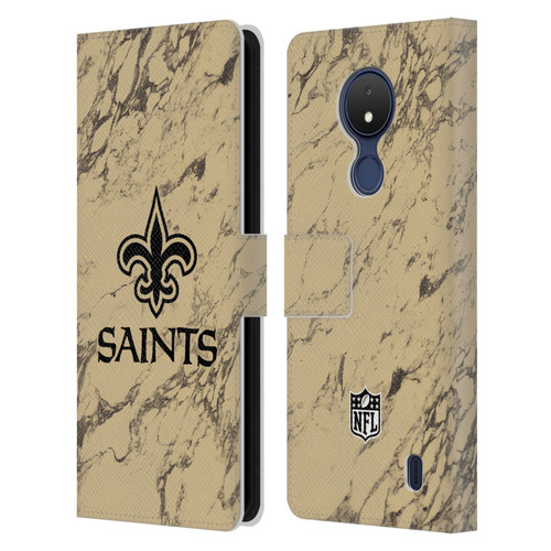 NFL New Orleans Saints Graphics Coloured Marble Leather Book Wallet Case Cover For Nokia C21