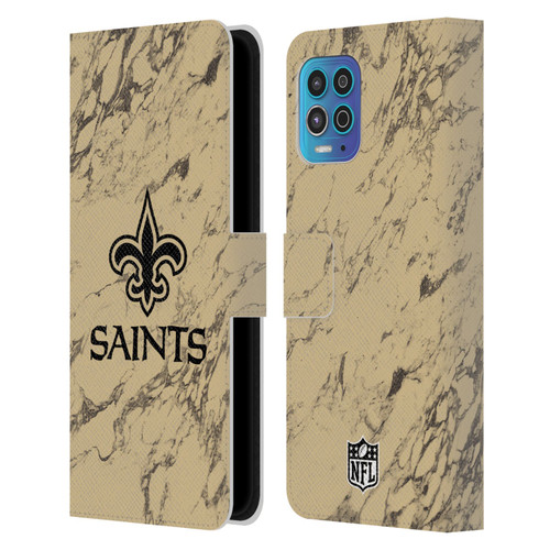 NFL New Orleans Saints Graphics Coloured Marble Leather Book Wallet Case Cover For Motorola Moto G100