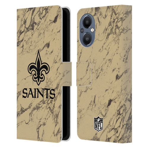NFL New Orleans Saints Graphics Coloured Marble Leather Book Wallet Case Cover For OnePlus Nord N20 5G