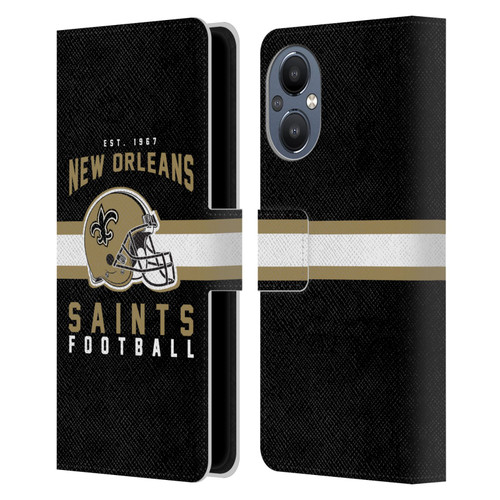 NFL New Orleans Saints Graphics Helmet Typography Leather Book Wallet Case Cover For OnePlus Nord N20 5G