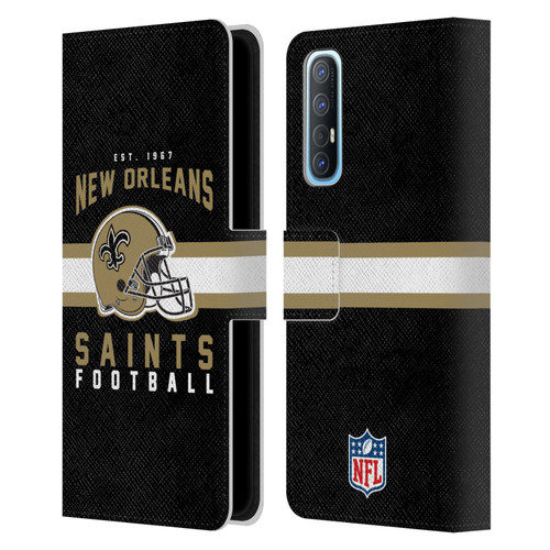 NFL New Orleans Saints Graphics Helmet Typography Leather Book Wallet Case Cover For OPPO Find X2 Neo 5G