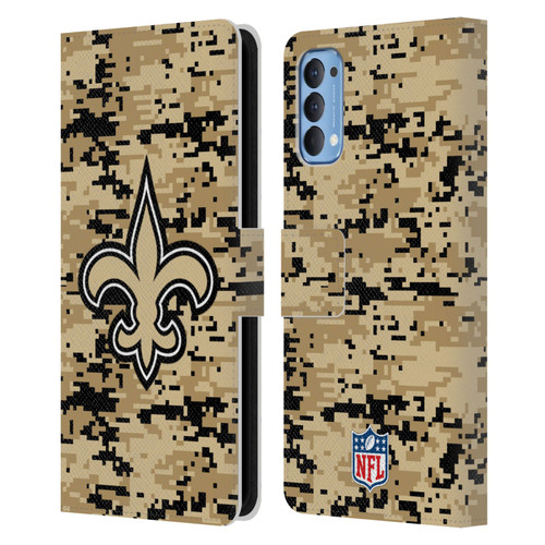 NFL New Orleans Saints Graphics Digital Camouflage Leather Book Wallet Case Cover For OPPO Reno 4 5G