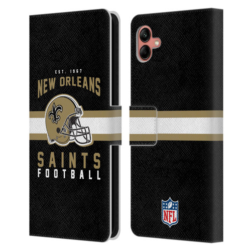 NFL New Orleans Saints Graphics Helmet Typography Leather Book Wallet Case Cover For Samsung Galaxy A04 (2022)