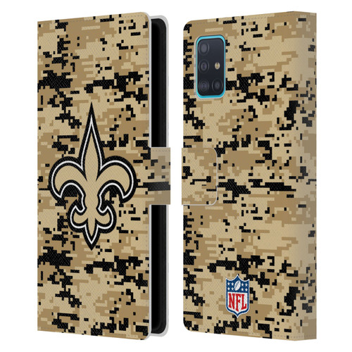 NFL New Orleans Saints Graphics Digital Camouflage Leather Book Wallet Case Cover For Samsung Galaxy A51 (2019)