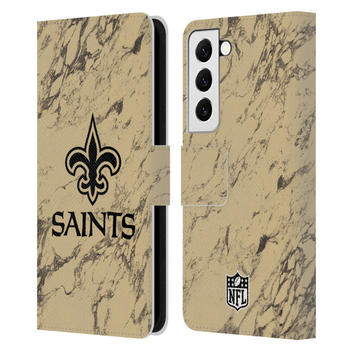 NFL New Orleans Saints Graphics Coloured Marble Leather Book Wallet Case Cover For Samsung Galaxy S22 5G
