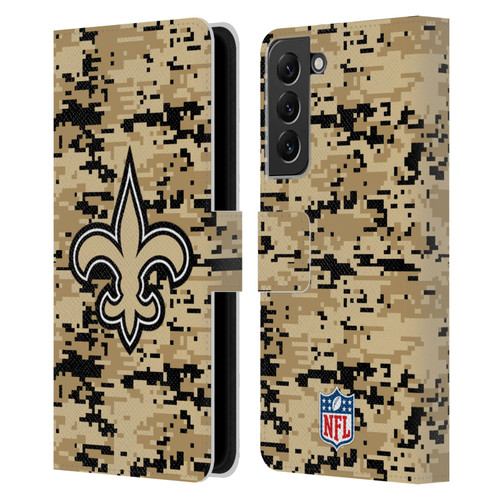 NFL New Orleans Saints Graphics Digital Camouflage Leather Book Wallet Case Cover For Samsung Galaxy S22+ 5G