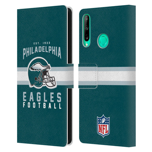 NFL Philadelphia Eagles Graphics Helmet Typography Leather Book Wallet Case Cover For Huawei P40 lite E