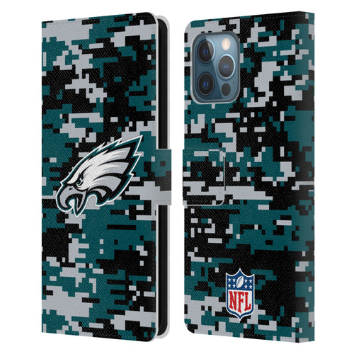 NFL Philadelphia Eagles Graphics Digital Camouflage Leather Book Wallet Case Cover For Apple iPhone 12 Pro Max
