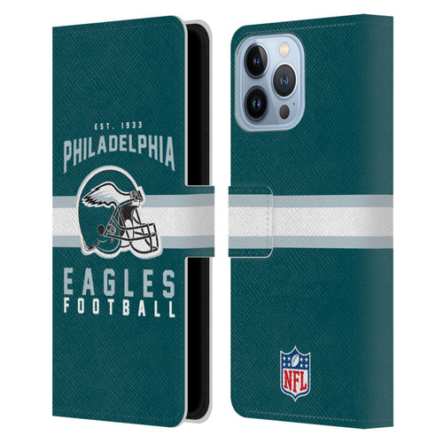 NFL Philadelphia Eagles Graphics Helmet Typography Leather Book Wallet Case Cover For Apple iPhone 13 Pro Max