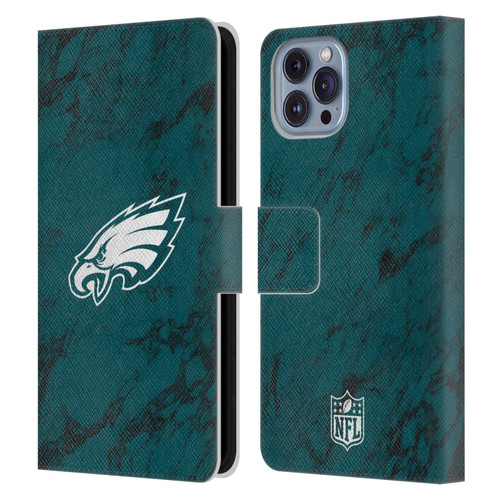 NFL Philadelphia Eagles Graphics Coloured Marble Leather Book Wallet Case Cover For Apple iPhone 14