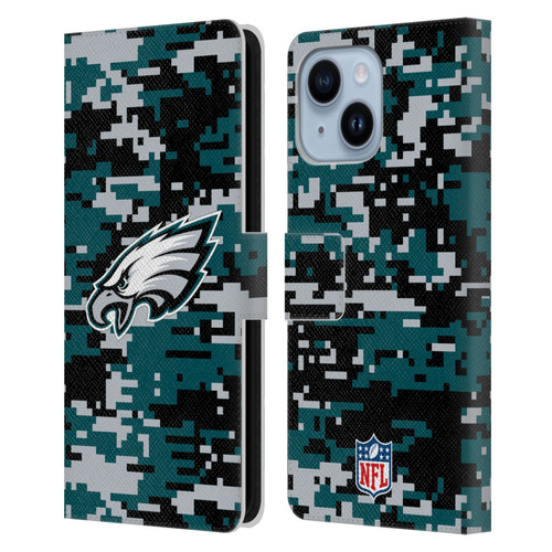 NFL Philadelphia Eagles Graphics Digital Camouflage Leather Book Wallet Case Cover For Apple iPhone 14 Plus