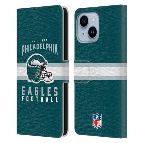 NFL Philadelphia Eagles Graphics Helmet Typography Leather Book Wallet Case Cover For Apple iPhone 14 Plus