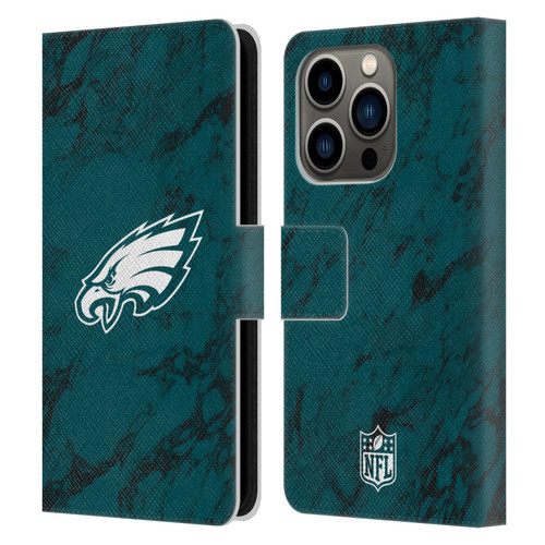 NFL Philadelphia Eagles Graphics Coloured Marble Leather Book Wallet Case Cover For Apple iPhone 14 Pro