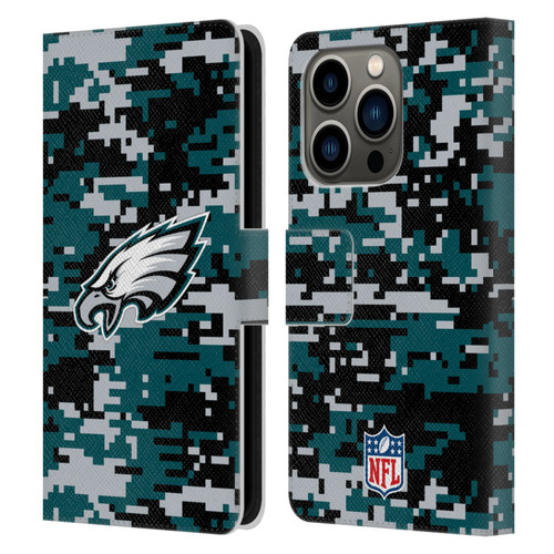 NFL Philadelphia Eagles Graphics Digital Camouflage Leather Book Wallet Case Cover For Apple iPhone 14 Pro