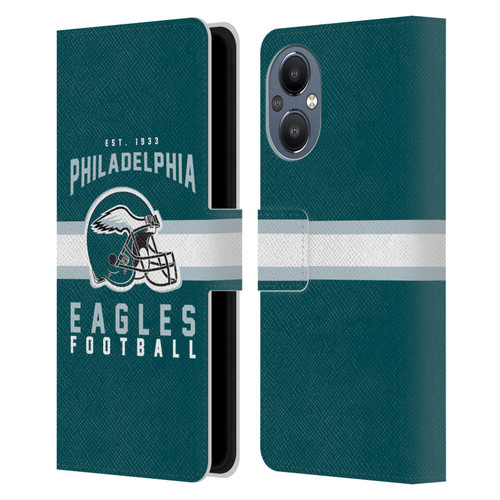 NFL Philadelphia Eagles Graphics Helmet Typography Leather Book Wallet Case Cover For OnePlus Nord N20 5G