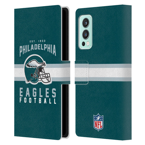 NFL Philadelphia Eagles Graphics Helmet Typography Leather Book Wallet Case Cover For OnePlus Nord 2 5G