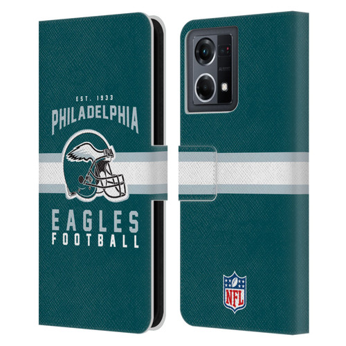 NFL Philadelphia Eagles Graphics Helmet Typography Leather Book Wallet Case Cover For OPPO Reno8 4G