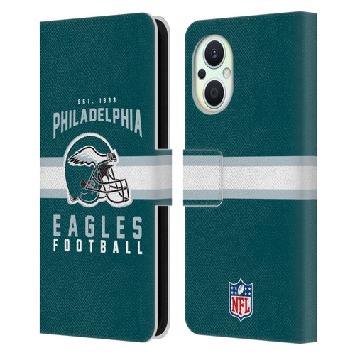 NFL Philadelphia Eagles Graphics Helmet Typography Leather Book Wallet Case Cover For OPPO Reno8 Lite