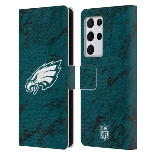 NFL Philadelphia Eagles Graphics Coloured Marble Leather Book Wallet Case Cover For Samsung Galaxy S21 Ultra 5G